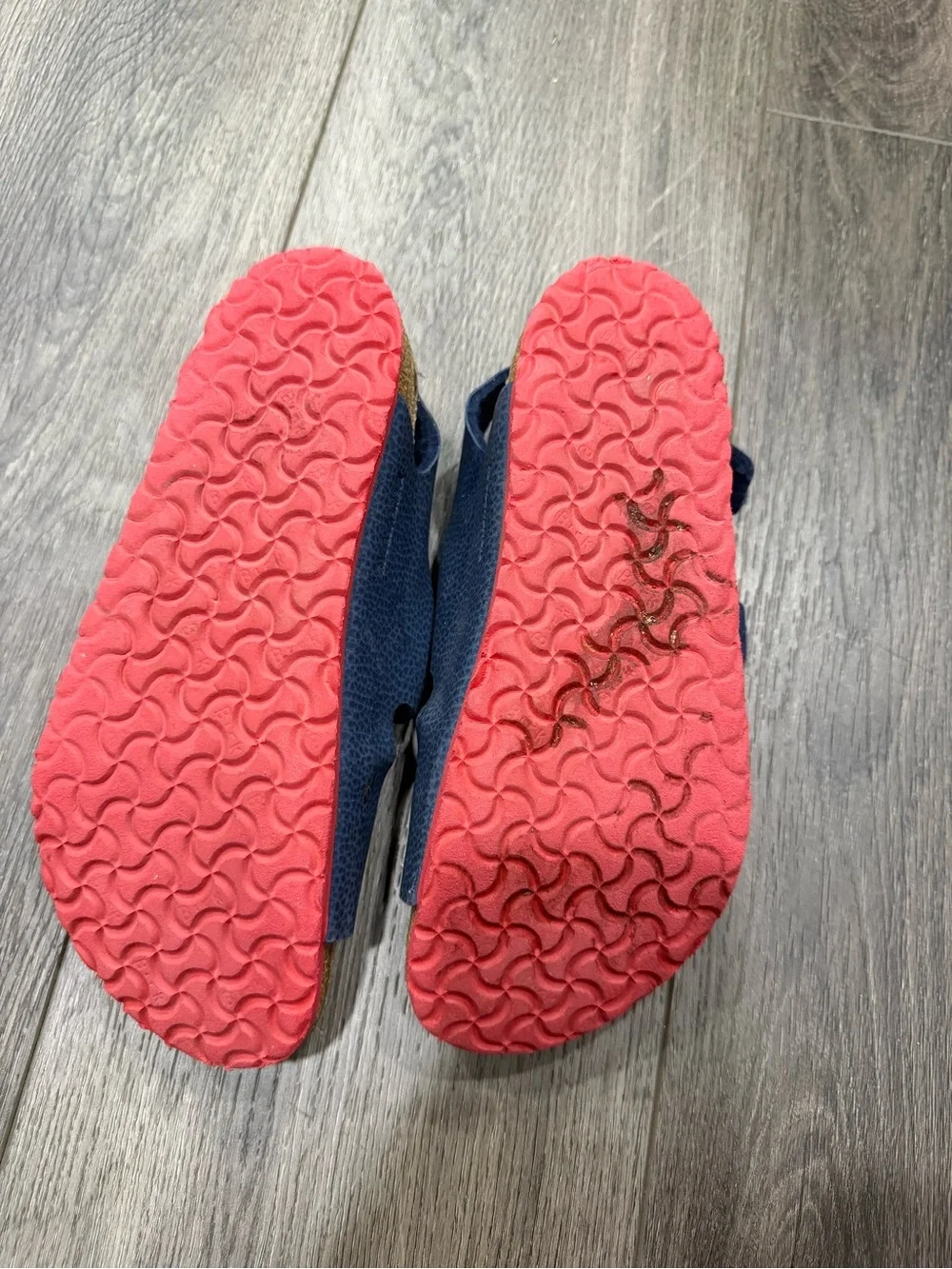 Birkenstock Milano Navy Sandals with Red Buckles